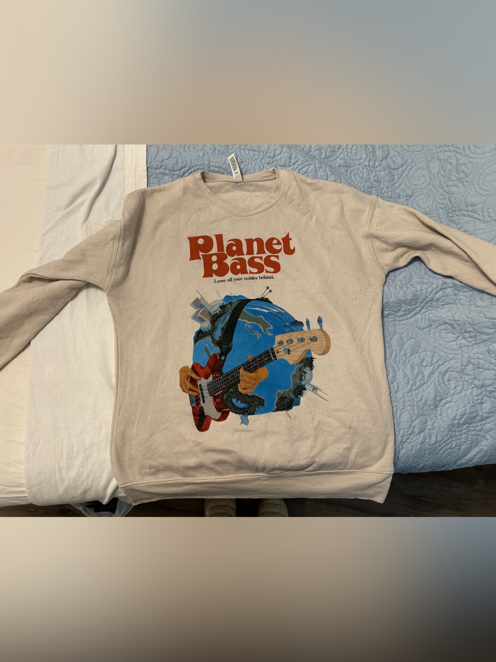 TWRP Planet Bass Graphic Crewneck Sweatshirt - Cream